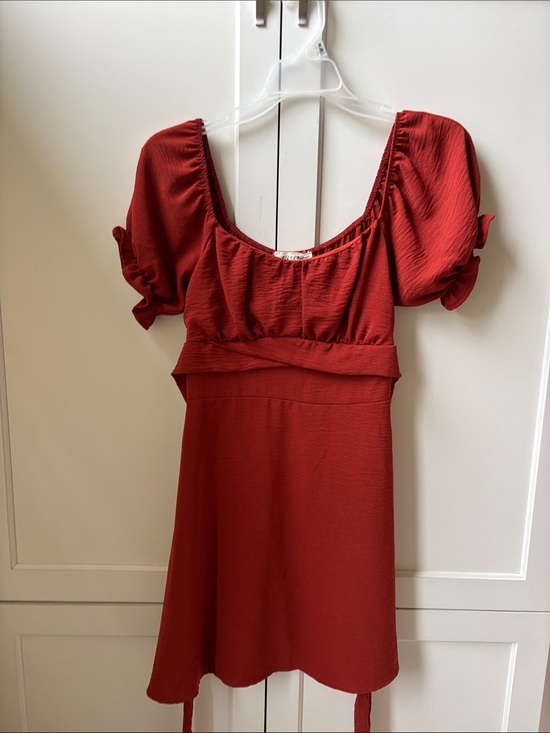 Altar'd State Dresses & Skirts - Altar'd State Burnt Orange Puff-Sleeve Mini Dress